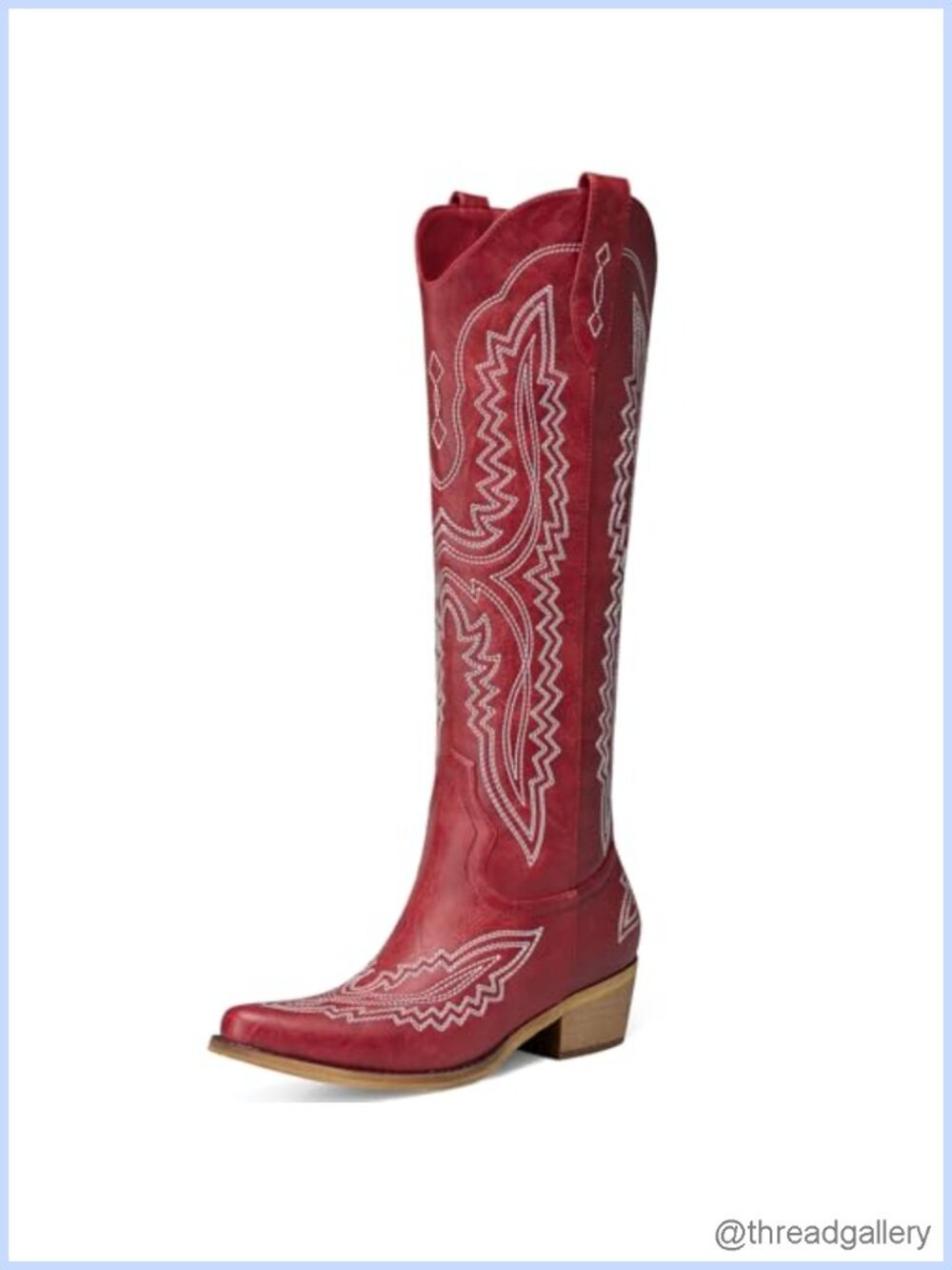 Knee High Pointed Toe Cowboy Boots Faux Leather Wide Calf